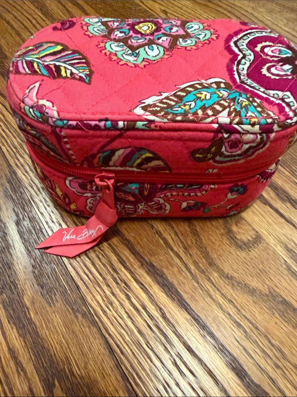 Vera Bradley Coral Quilted Paisley Jewelry Case